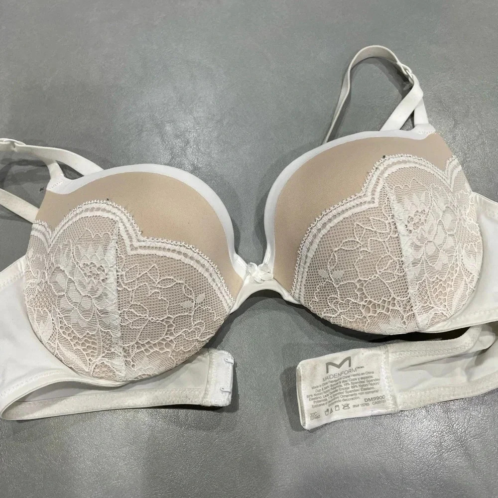 Maidenform Love The Lift Lace Cup Demi Plunge Underwire Push Up Bra Dm9900 32c